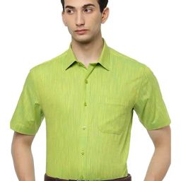Ramraj Green Cotton Slim Fit Self Pattern Shirt-image-76