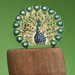 Zaveri Pearls Green & Blue Meenakari Peacock Inspired Finger Ring-ZPFK14155-image-35