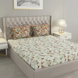 Raymond Home Green & White 120 TC Queen Bedsheet with 2 Pillow Covers-image-48
