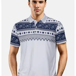 SZN Abstract Printed Polo Collar Moisture Wicking T-shirt-picture-1