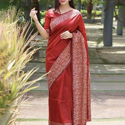 bigben textile Zari Silk Blend Banarasi Saree-picture-15