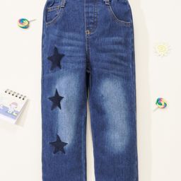 Kookie Kids Full Length Jeans with Star Embroidery - Blue-image-4