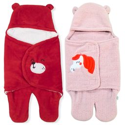 Brandonn Flannel Hooded Wearable Blanket Unicorn Patch Pack of 2 - Red, Pink-picture-18