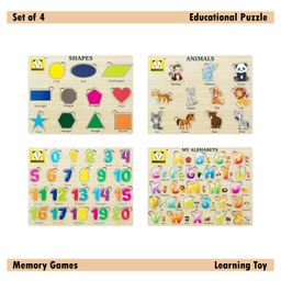 Mindmaker - Wooden Puzzle Without Knobs Educational and Learning Toy for Kids (Set of 4 Puzzles)-16