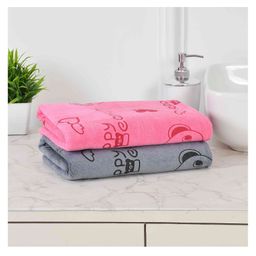 JARS Collections 100% Microfiber Very Soft Cartoon Animal Print Baby Bath Towel Pack of 2 -Multicolor-image-92