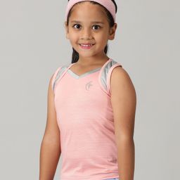 Kiddopanti Sleeveless Cut & Sew Detailed Racer Back Tank Top - Peach-image-90
