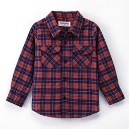 Babyhug 100% Cotton Woven Full Sleeves Checked Shirt - Red-image-43