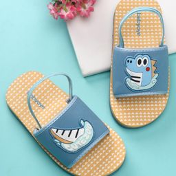 Babyoye Dino Applique with Back Strap Flip Flops - Blue-picture-25