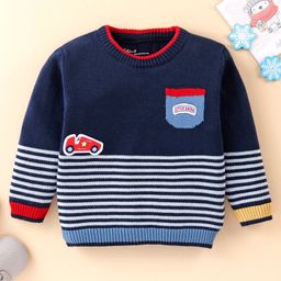 ToffyHouse 100% Flatknitted Cotton Full Sleeves Pullover Racecar Design - Navy-image-31