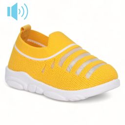 Lil Lollipop Striped Pattern Detailed Musical Slip On Booties - Yellow-image-84