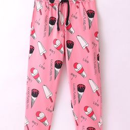 Doreme Single Jersey Full Length Lounge Pant Ice Cream Print - Blossom Pink-image-81