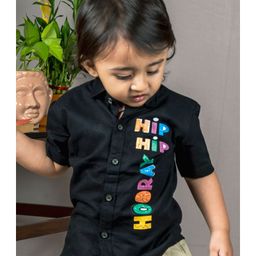 Polka Tots Half Sleeves Hip Hip Hooray Printed Shirt - Black-image-27