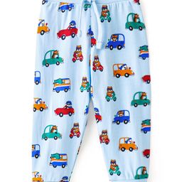 Babyhug Cotton Knit Full Length  Lounge Pants Vehicle Print -  Blue-image-57