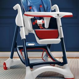 StarAndDaisy Crowned Baby High Chair/Baby Feeding Chair with 5-Level Seat Adjustment, 5-Point Safety Belt Kids Age 0.5 Yrs to 6 Yrs Eat, Play & Rest (Red & Blue)-5