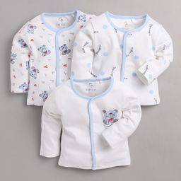 BABY GO Pack Of 3 Full Sleeves Teddy Bear Printed  Tees - White-image-81