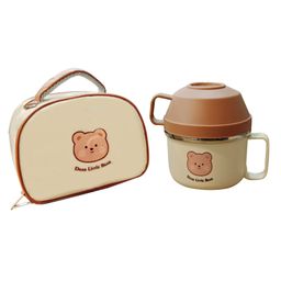 Little Surprise Box Cream & Brown Bear , Dual Handle Soup and Noodles Lunch Box with matching Cover-image-5