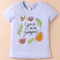 Tango Single Jersey Knit Half Sleeves T-Shirt With You Are Gorgeous Text Print- Blue-image-51