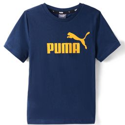 PUMA Cotton Knit Half Sleeves T-Shirt with Brand Logo Print - Blue-image-47