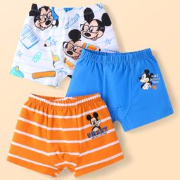 Babyhug Disney Interlock Knit Trunks With Mickey Mouse GraphicsPack of 3 - Orange Blue & White-image-48