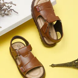 Tiny Bugs Solid Velcro Closure Sandals - Tan-picture-44