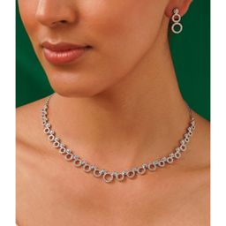 Abdesigns Sophisticated Silver Plated American Diamond Necklace -100g-image-30