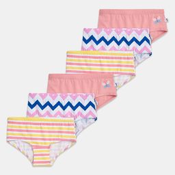 Plan B Cotton Elastane Pack Of 6 Chevron & Buttefly Printed Panties - Pink Blue & White-image-3