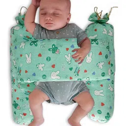 numum Unisex Infant Toddler Baby Anti Rolling Bolster Pillow, Baby Sleep Positioner Pillow for Newborn (Green bolster)(Color and design May vary)-picture-0