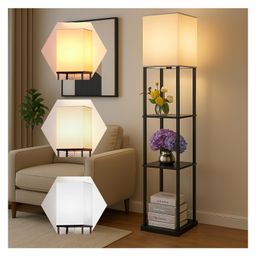 JD FRESH 4 Tier Metal Floor Lamp With 3 Adjustable Color Mode For Living-Study Room and Bedroom - Black-60