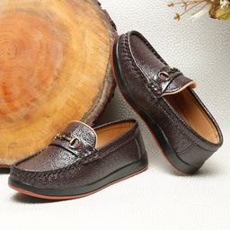 Tiny Bugs Metal Applique Detailed Textured Slip On Loafers - Brown-image-58
