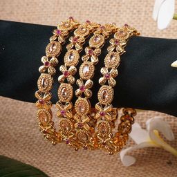 Anouk Set Of 4 Stone-Studded 24CT Gold-Plated Bangles-image-33