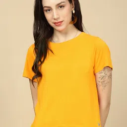 PYNK Women Solid Round Neck Cotton T-shirt-picture-16