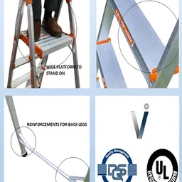 Vakkal Home Orange-Colored Rust Resistant Anti Skid Foldable Step Ladder-1