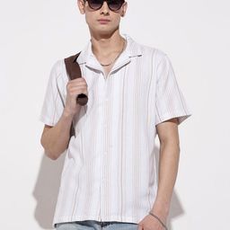SHOWOFF Men Relaxed Striped White Relaxed Fit Casual Shirt-picture-10