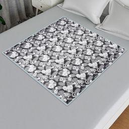 Aura Kids Grey & White Flower Printed Table Square Shape Placemat-picture-28