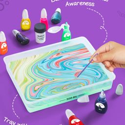 Intelliskills DIY Handy Marbling Kit for Kids | Water Based Creative Activity | Art & Craft | Boosts Focus & Hand Control | Multicoloured | Ideal For Gifting | BIS Certified | Educator Recommended image 4