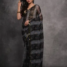 Mitera Ethnic Motifs Mirror Work Saree-image-27