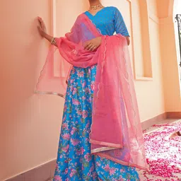 KALINI Printed Sequinned Ready to Wear Lehenga & Blouse With Dupatta-picture-13