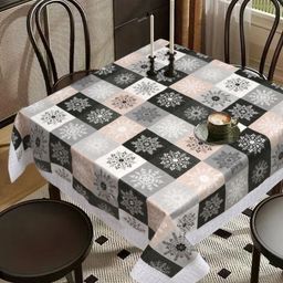 Dakshya Industries Grey Floral Waterproof Plastic 4-Seater Table Cover-picture-14