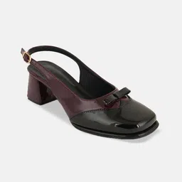 Chemistry Colourblocked Block Pumps with Bows-image-68