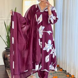 KOTRONS Women Embroidered Regular Thread Work Kurta with Trousers & With Dupatta-picture-6