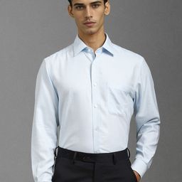 Louis Philippe Men Classic Spread Collar Textured Cotton Formal Shirt-image-22