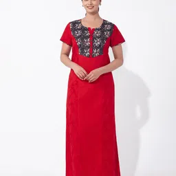 Maybell Women Printed Pure Cotton Maxi Nightdress-picture-41
