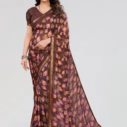Moda Rapido Brown Poly Georgette Embellished Sarees-picture-37