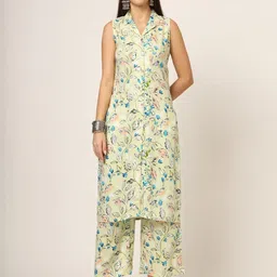 KALINI Women Floral Printed Regular Kurta with Trousers-26