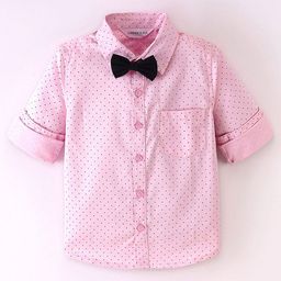Mark & Mia Boys Opaque Micro Ditsy Printed Cotton Casual Shirt with Bow-image-48