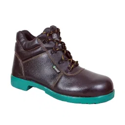 Zain Safety HRO Steel Toe Safety Shoes NBR High Ankle Black & Green Buff Barton Genuine Leather Size UK6, HEAT GREEN-image-98
