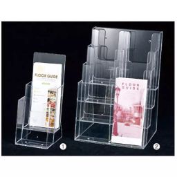 AS ONE Multistage Brochure Stand W11.7×D16.3×H27.3 cm Transparent Polystyrene Resin, 61-211-3-1-24