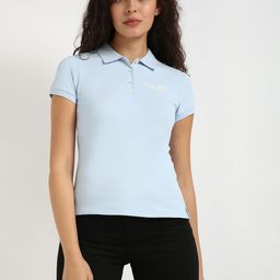 Tommy Hilfiger Women Polo Collar Monochrome Pockets Slim Fit T-shirt-image-80