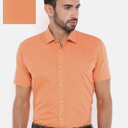 Peter England Men Orange Slim Fit Solid Formal Shirt-image-81