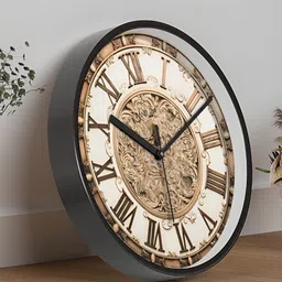 RANDOM Black & Brown Printed Contemporary Wall Clock-image-67